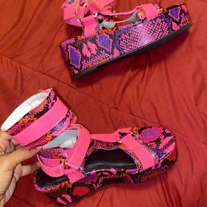 Snake print platform sandals